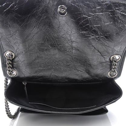 Saint Laurent Crinkled Calfskin Matelasse Monogram Medium Niki Chain Satchel Black 5 of 9