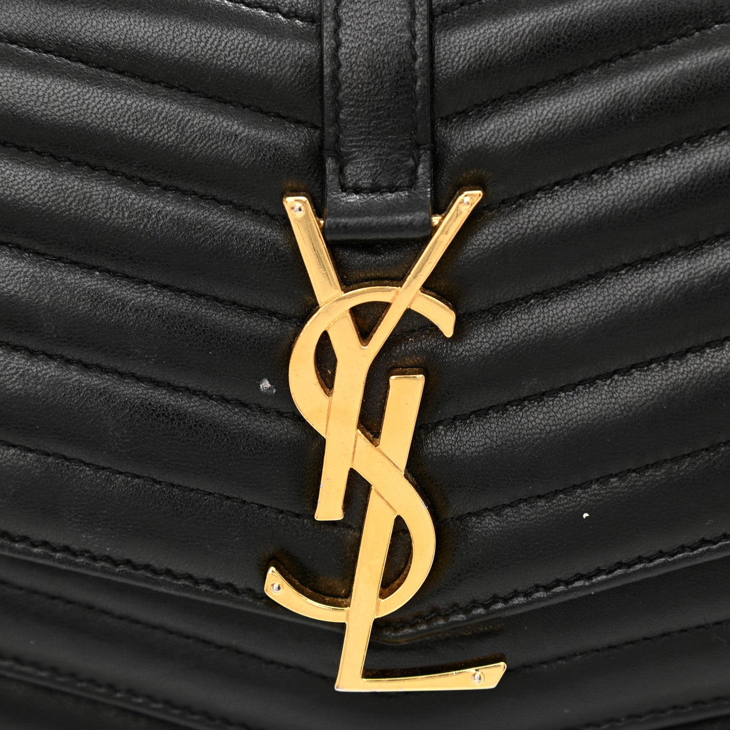 Saint Laurent Lambskin Matelasse Chevron Monogram Sulpice Chain Wallet Black 26 of 26