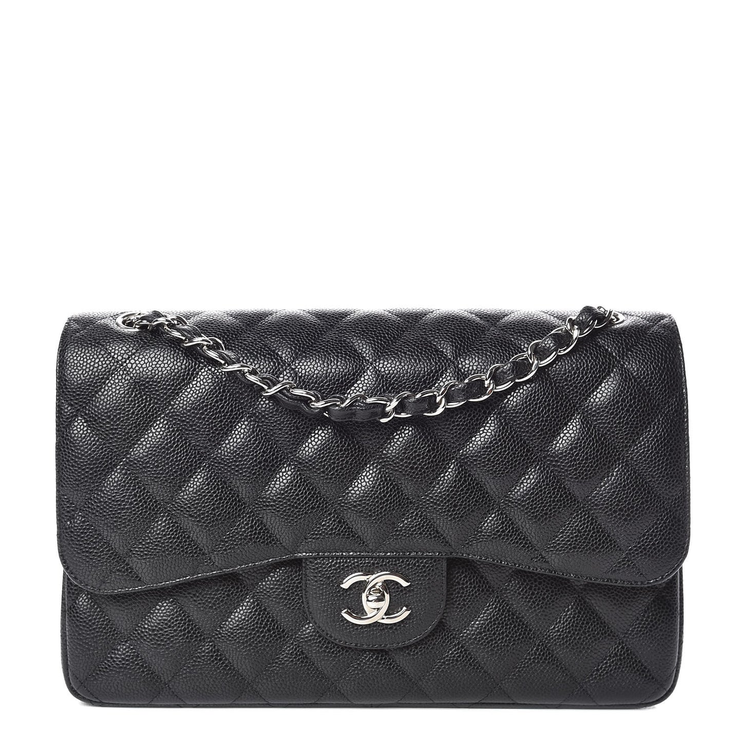 Caviar Quilted Jumbo Double Flap Black