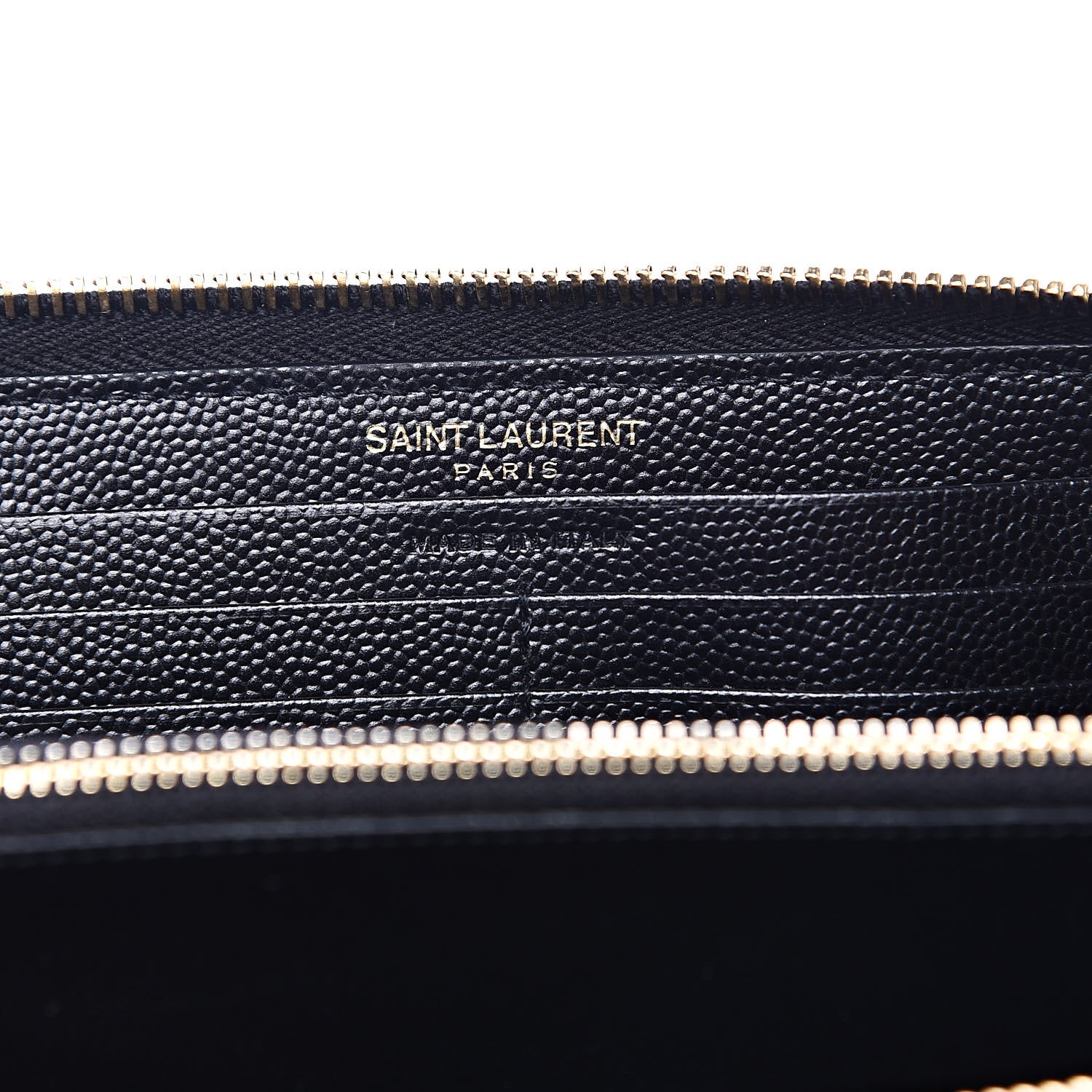 Saint Laurent Grain De Poudre Matelasse Chevron Monogram Zip Around Wallet Black 6 of 7
