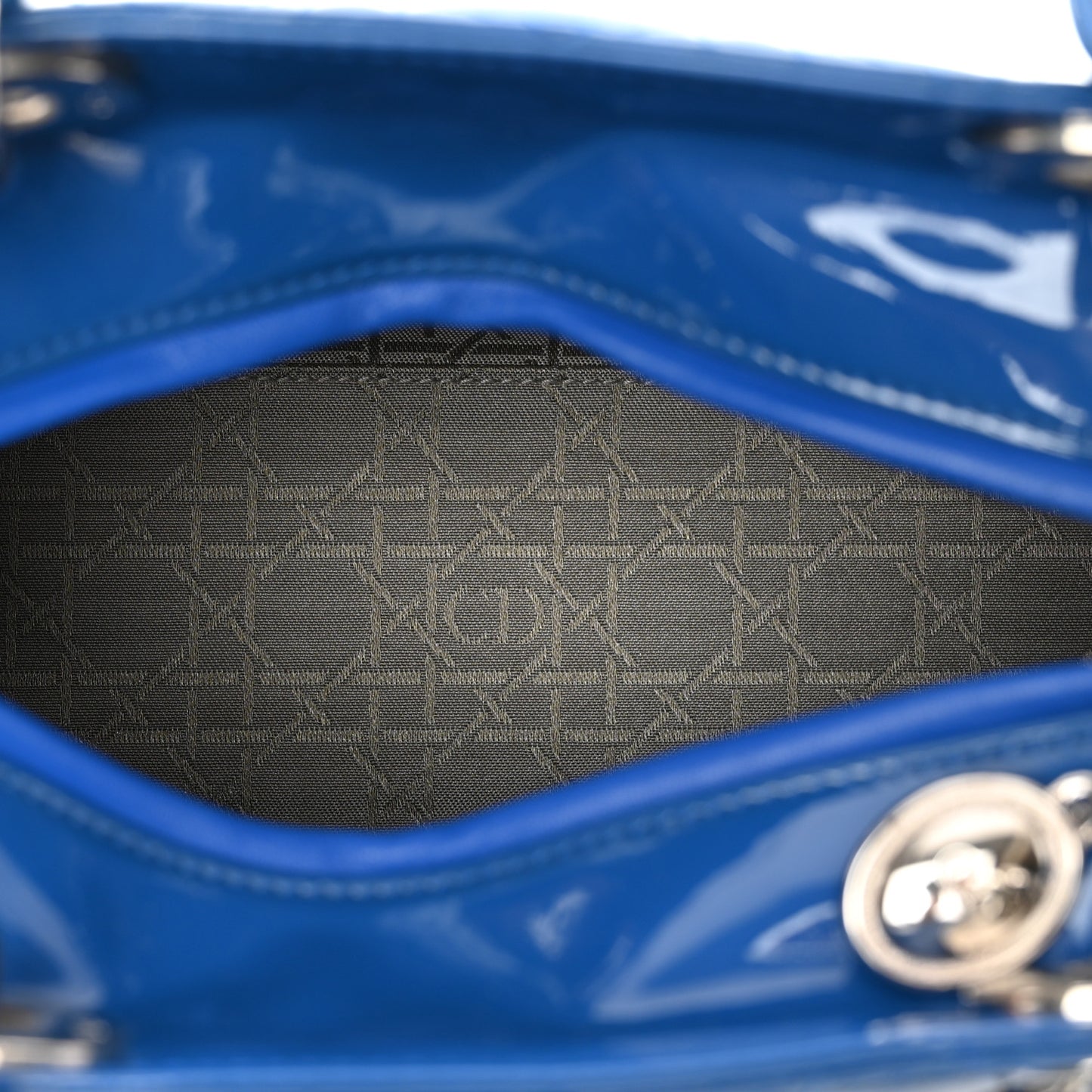 Patent Cannage Medium Lady Dior Blue