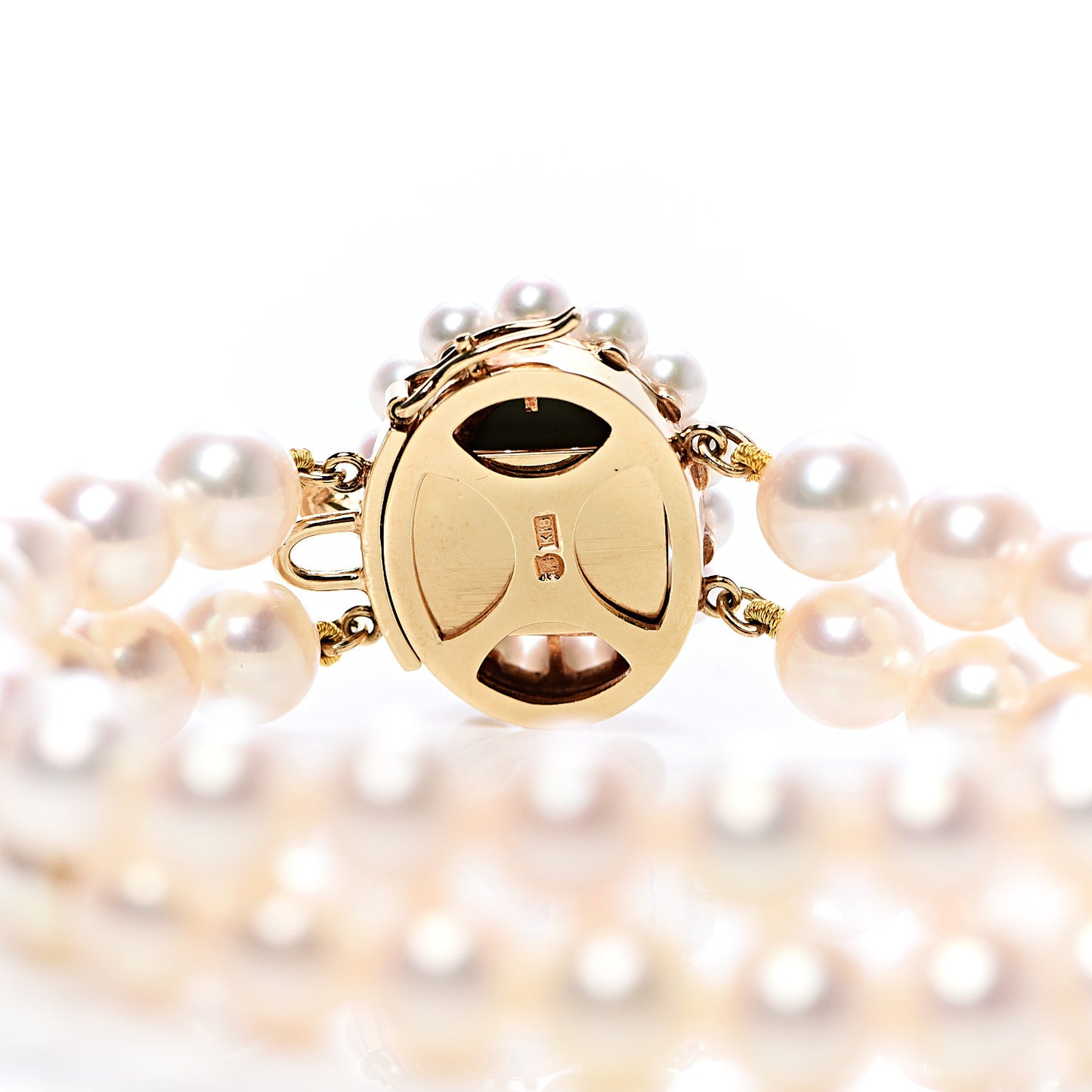 18K Yellow Gold Turquoise Akoya Pearl 3.5-7mm Double Strand Bracelet