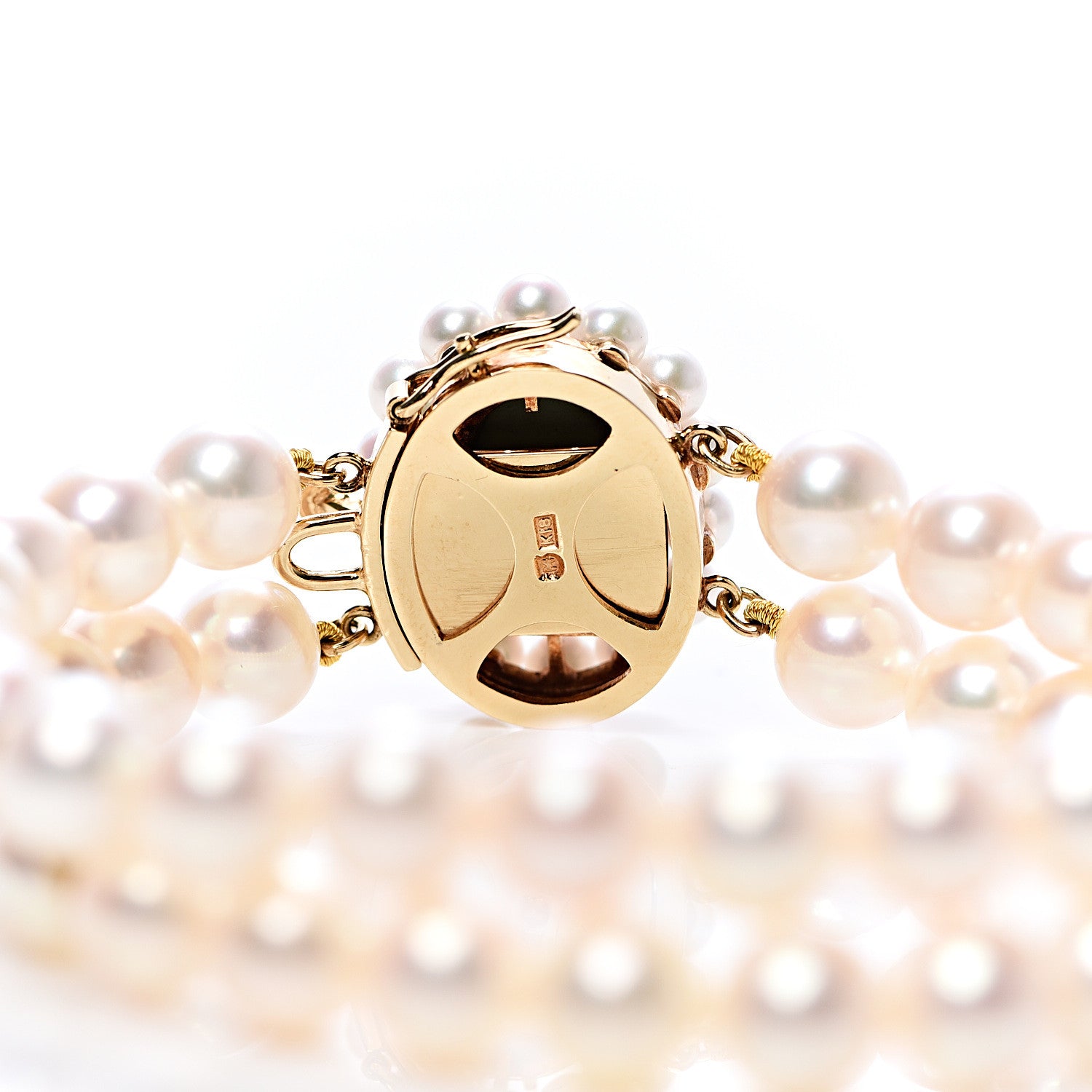 Mikimoto 18K Yellow Gold Turquoise Akoya Pearl 3.5-7mm Double Strand Bracelet 4 of 5