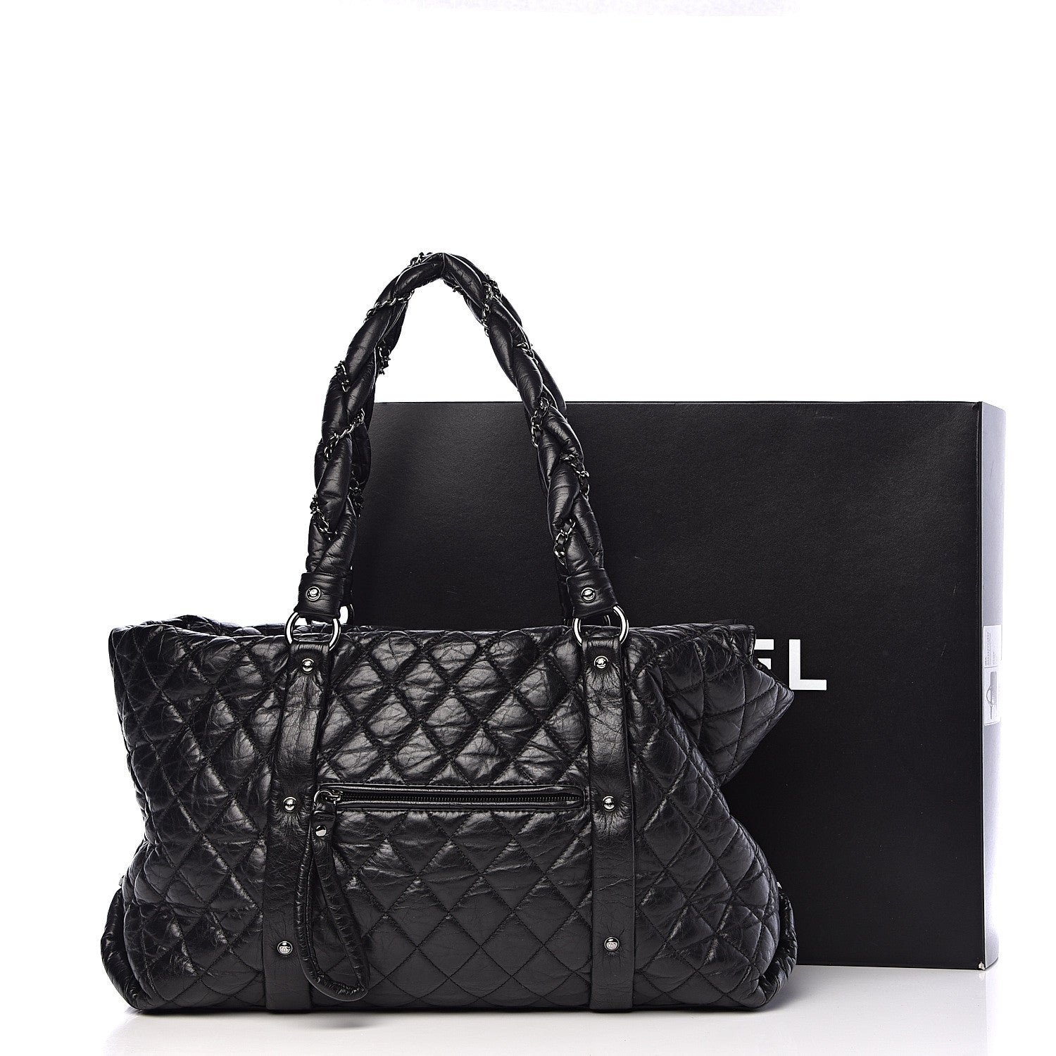 Chanel Distressed Lambskin Vintage Ligne Lady Braid XL Tote Black 12 of 12