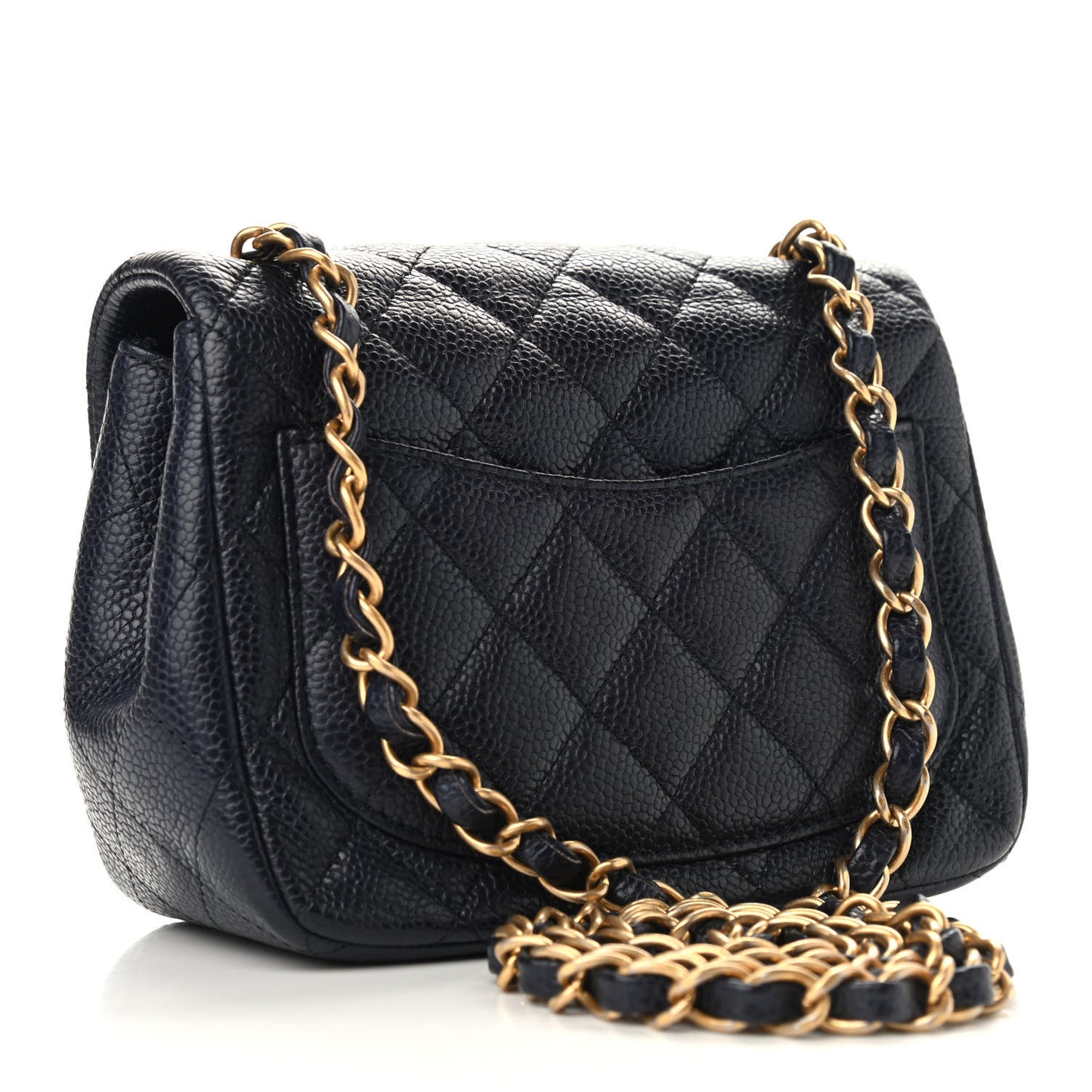 Caviar Quilted Mini Square Flap Navy