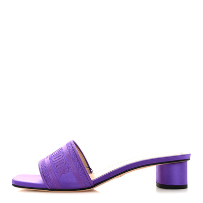 Christian Dior Satin Embroidered Dway 35mm Slide Sandals 39.5 Purple 1 of 10