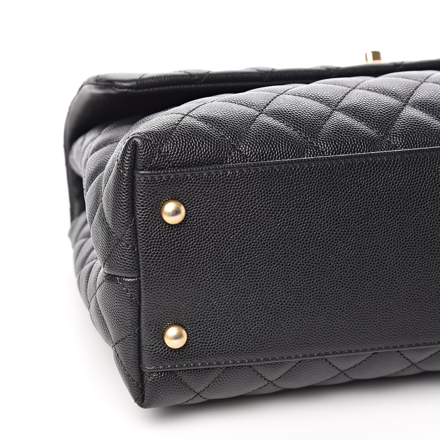 Caviar Lizard Quilted Medium Coco Handle Flap Black