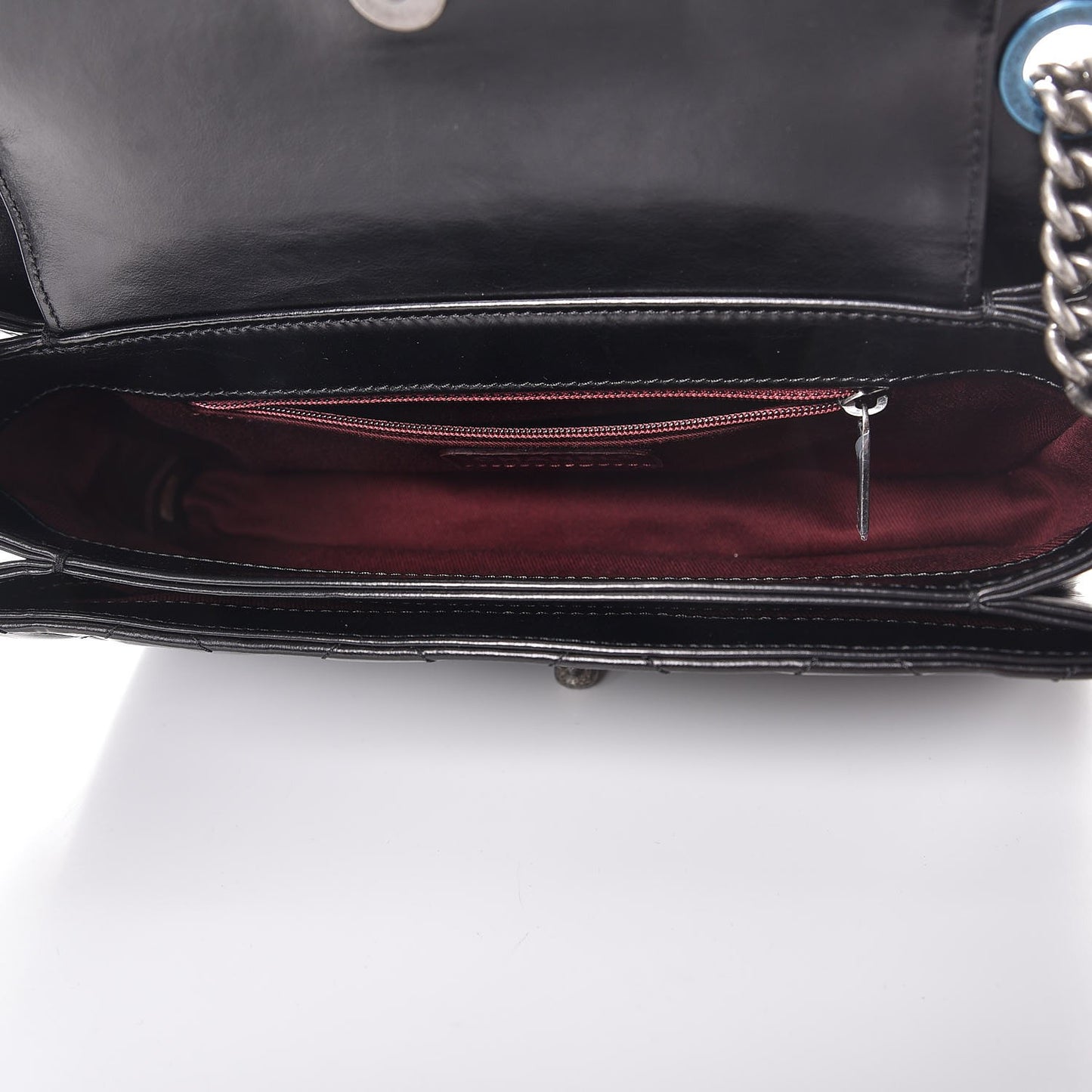 Glazed Calfskin Quilted Medium Perfect Edge Flap Black