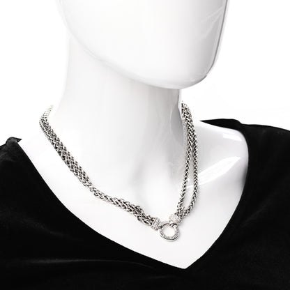 David Yurman Sterling Silver Diamond 18mm Double Wheat Chain Necklace 2 of 4