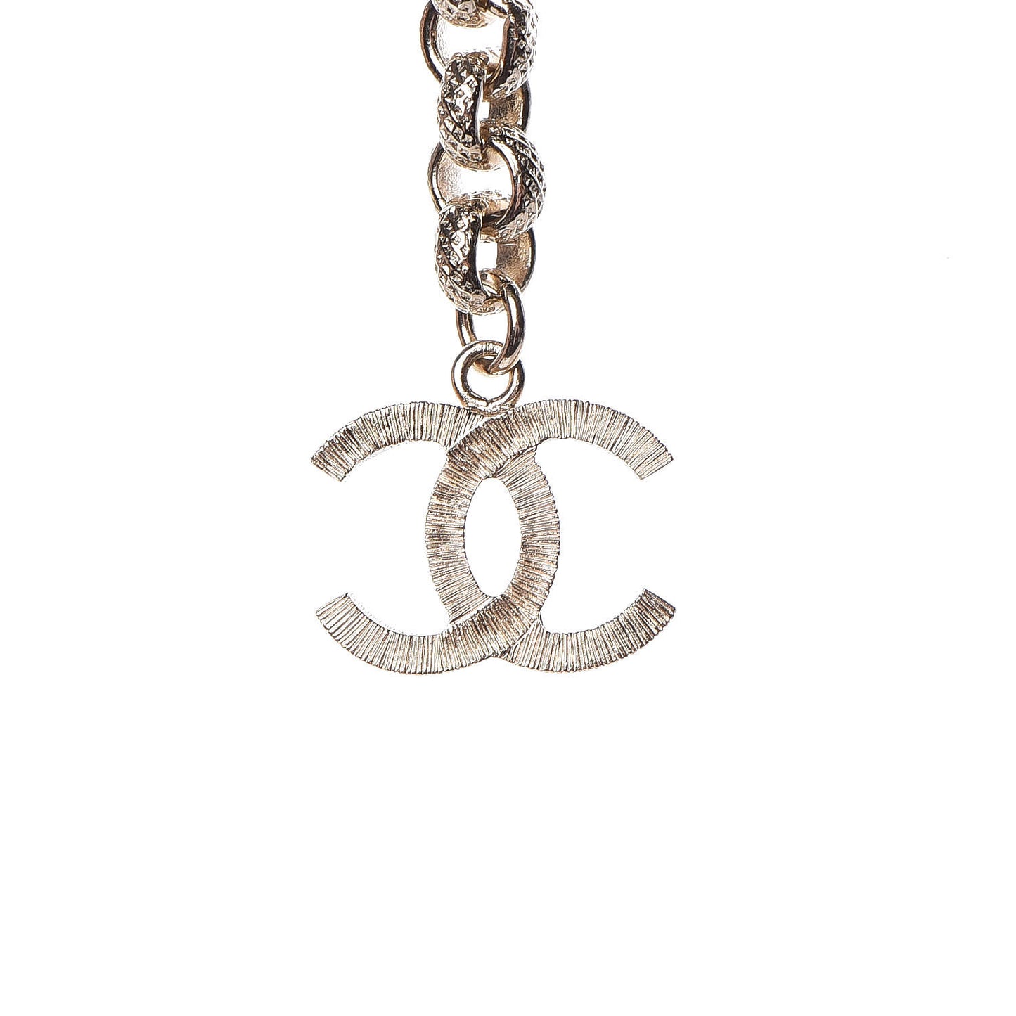 Metal Crystal Cha-Nel Logo Necklace Gold