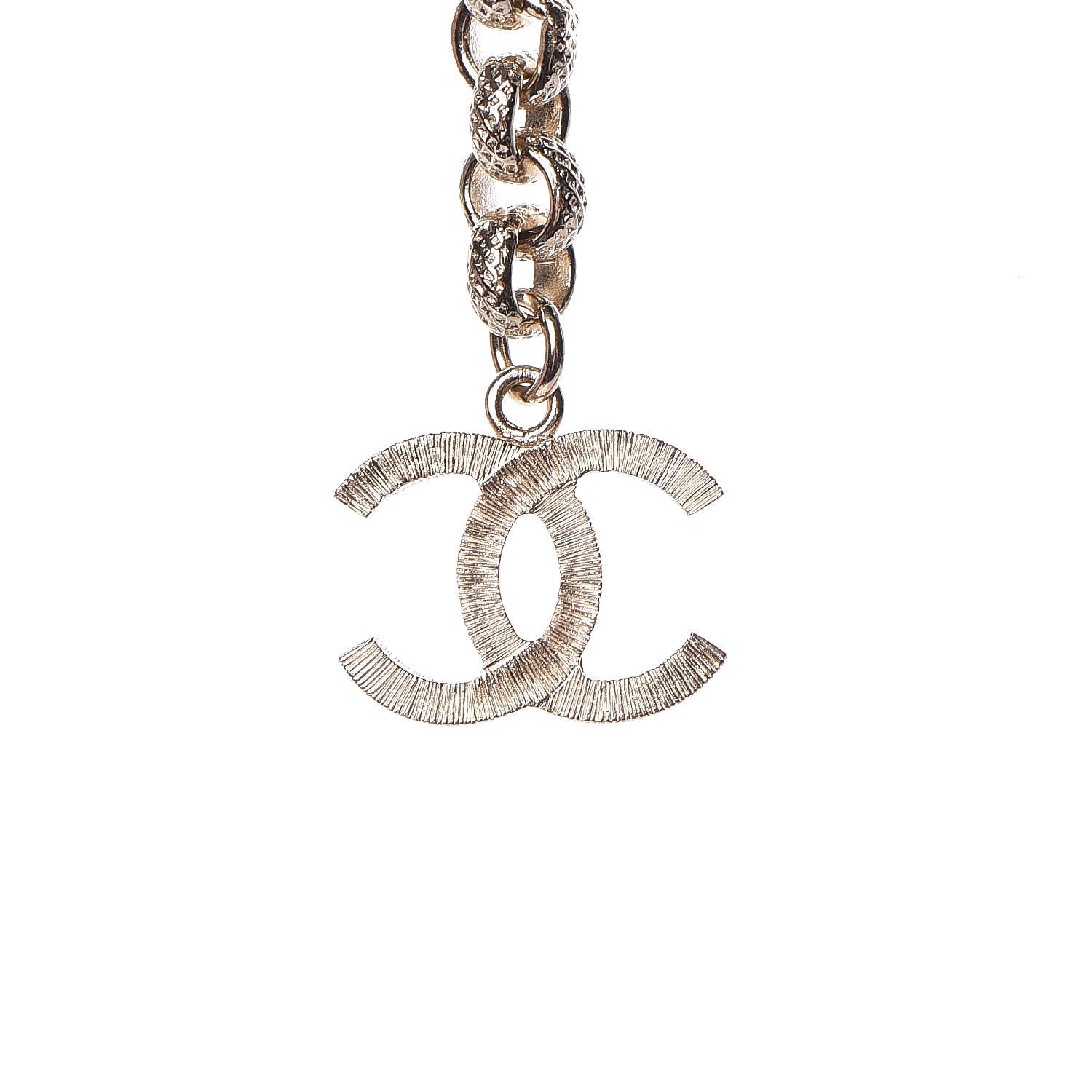 Chanel Metal Crystal Cha-Nel Logo Necklace Gold 6 of 7