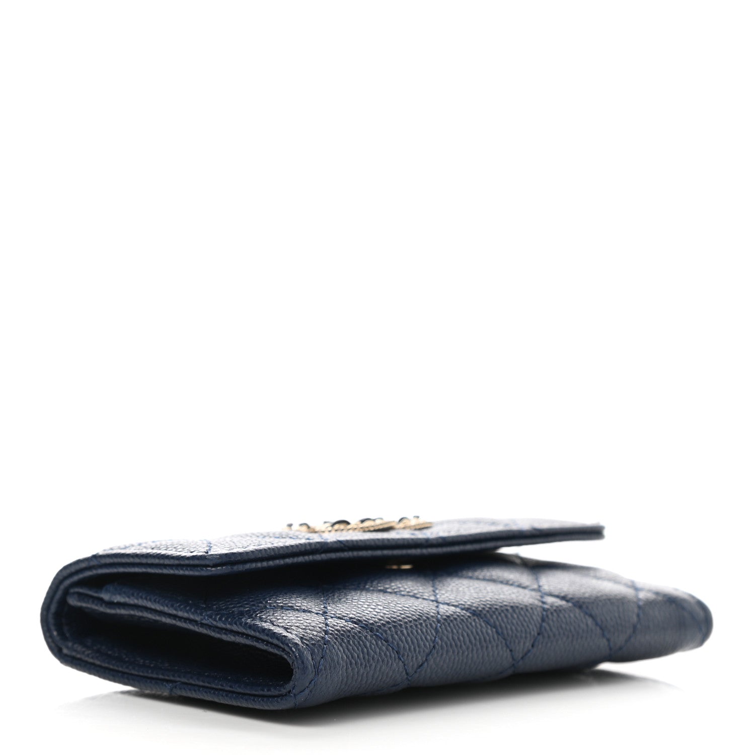 Chanel Caviar Quilted Crystal CC Flap Card Holder Navy Blue 4 of 7