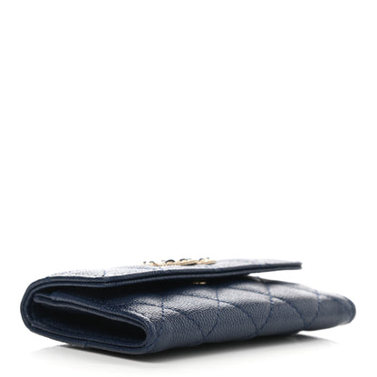 Chanel Caviar Quilted Crystal CC Flap Card Holder Navy Blue 4 of 7