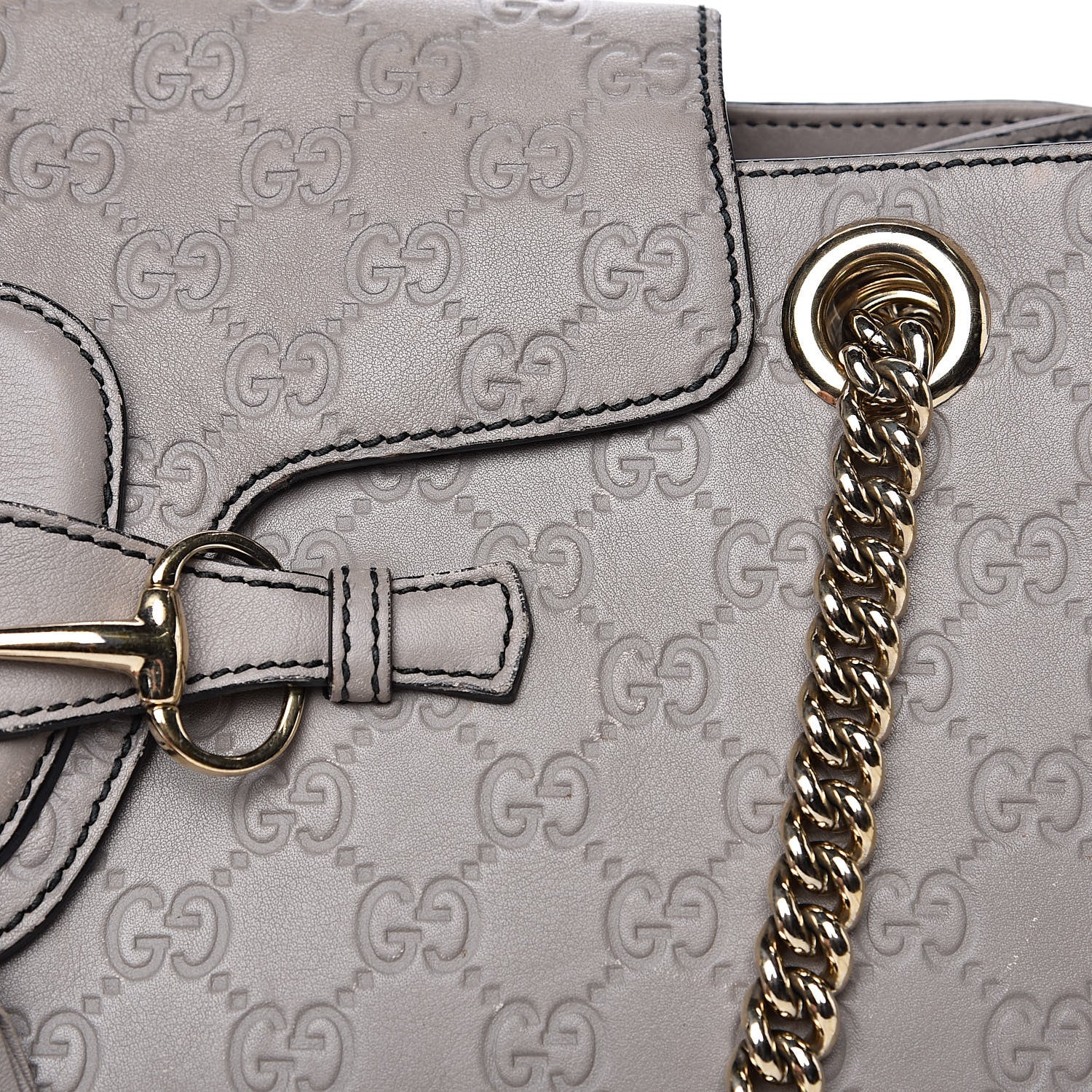 Gucci Soft Guccissima Large Emily Chain Shoulder Bag Storm Grey 14 of 17