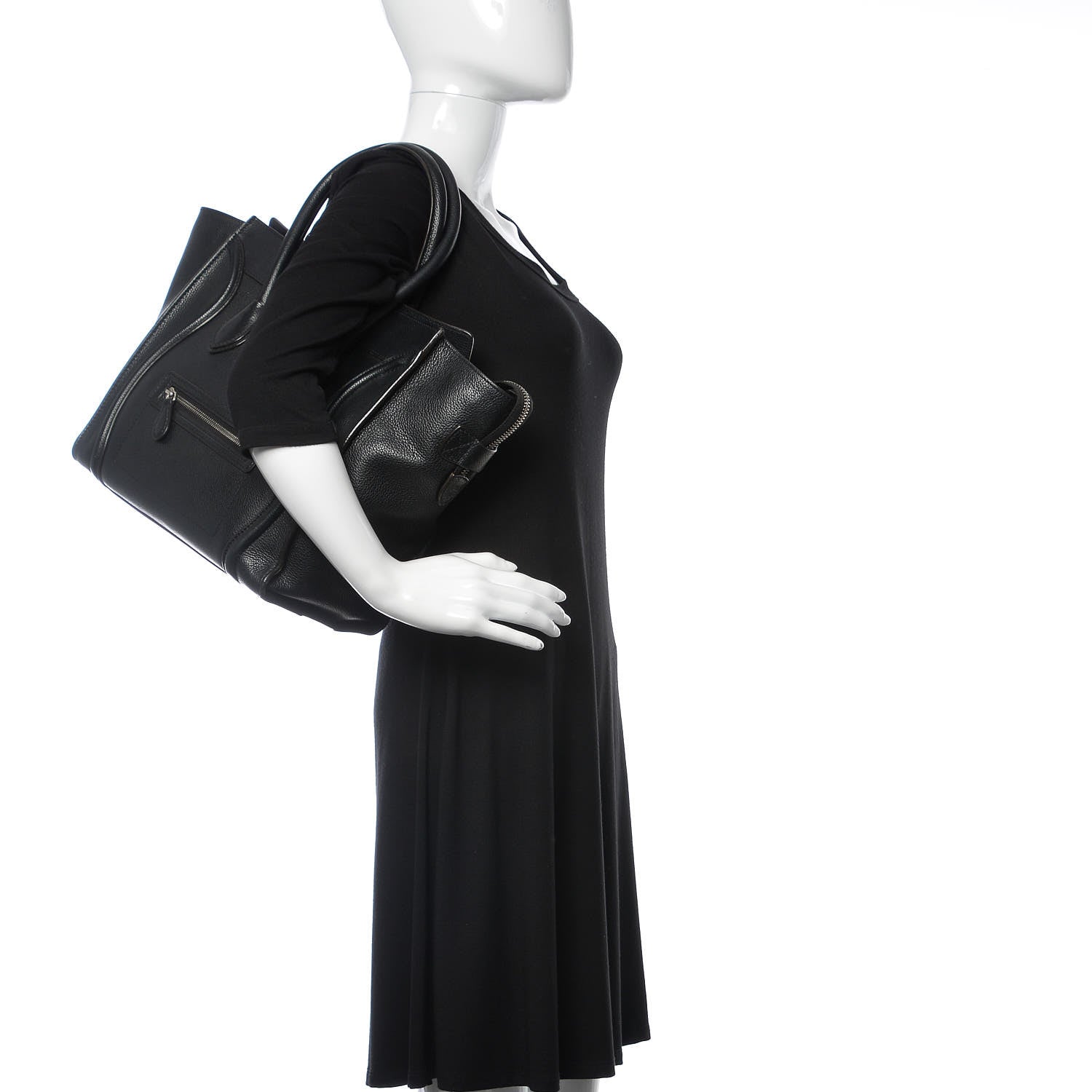 Celine Drummed Calfskin Mini Luggage Black 2 of 11