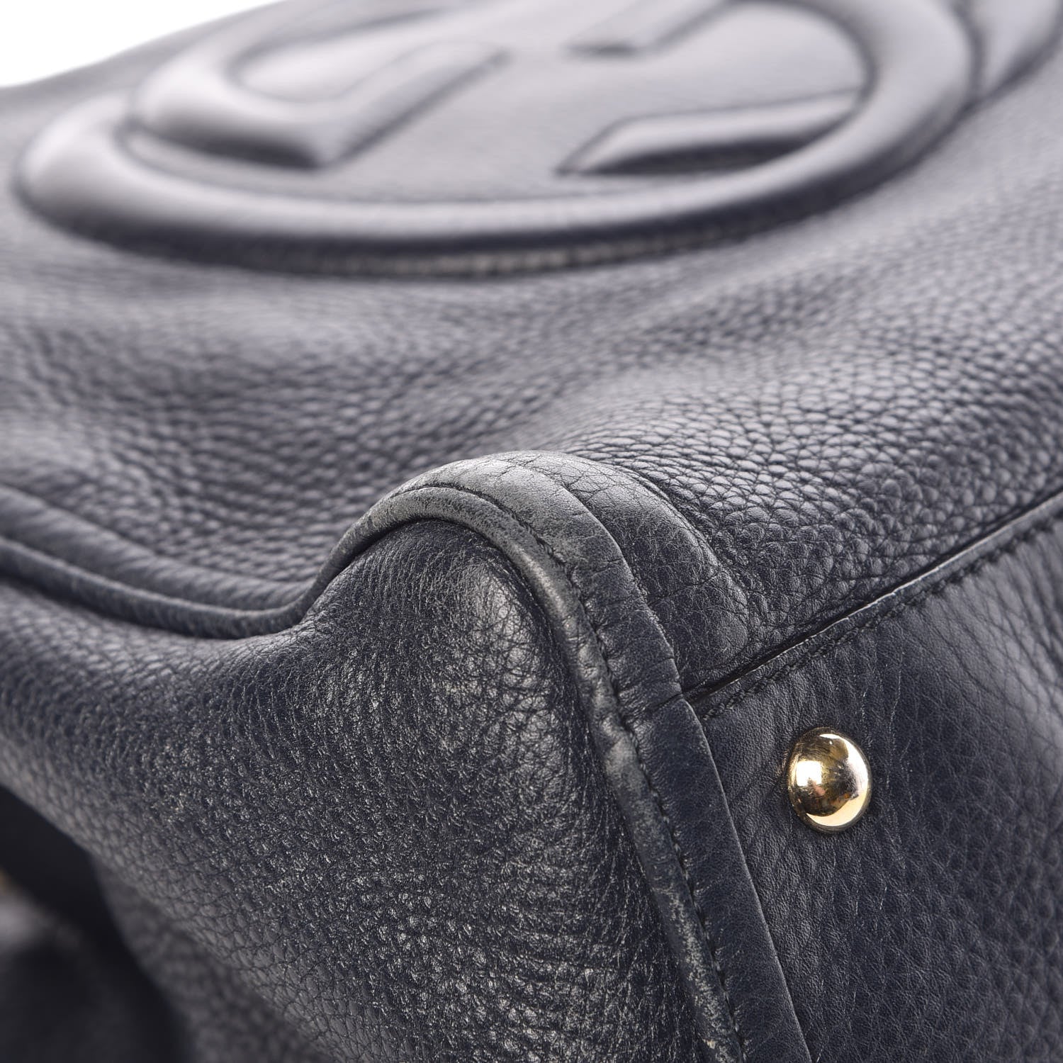 Gucci Pebbled Calfskin Medium Soho Shoulder Bag Blue 5 of 17