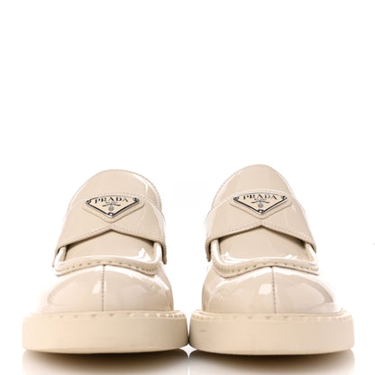 Prada Vernice Metal Triangle Logo 50mm Loafers 39.5 Avorio 3 of 11