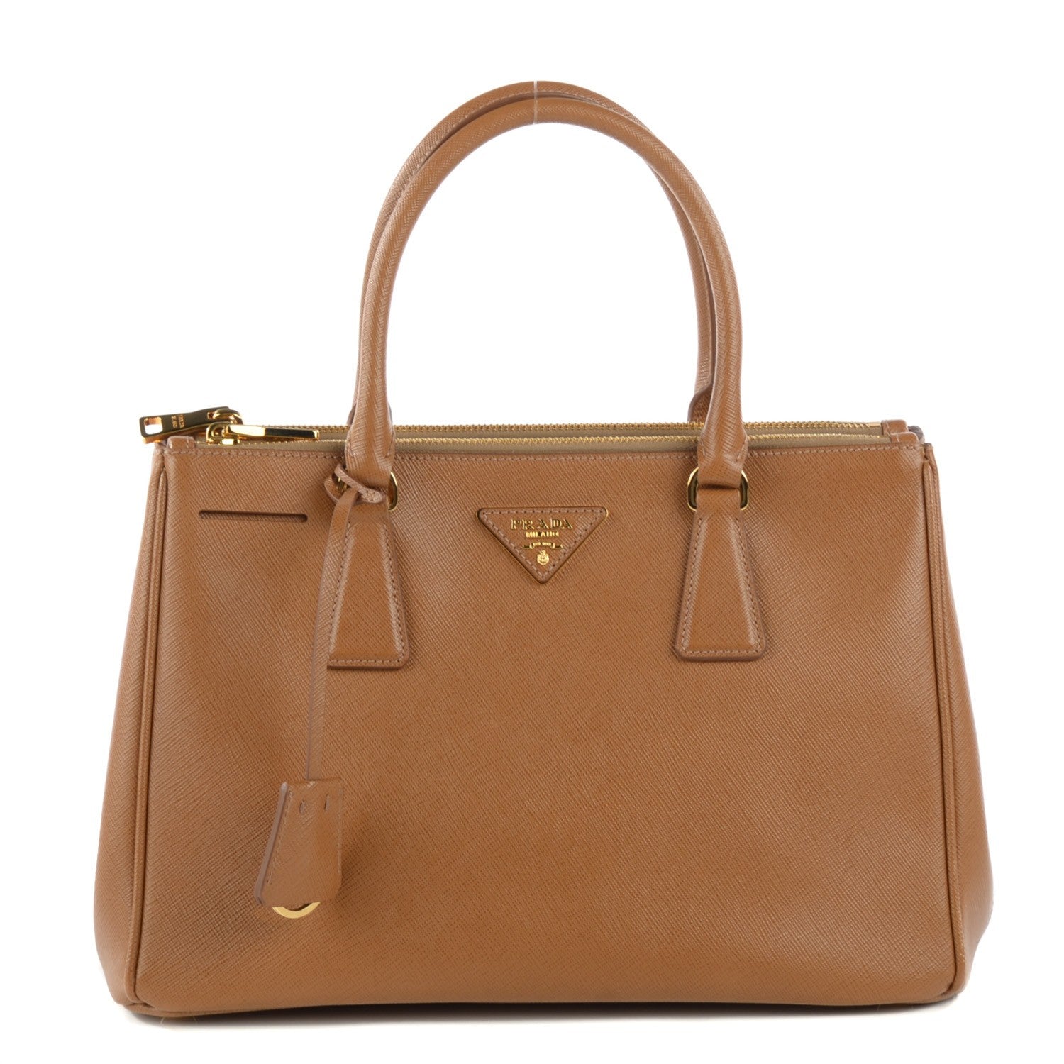 Prada Saffiano Small Galleria Double Zip Tote Caramel 1 of 9