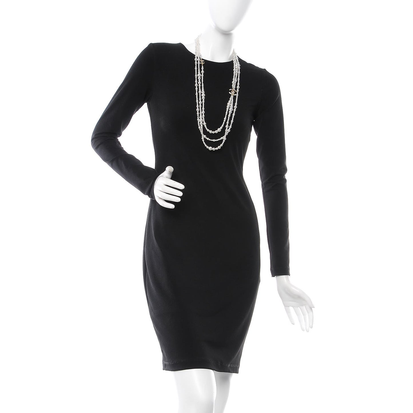 Graduated Pearl Crystal CC Multi Strand Necklace Gold