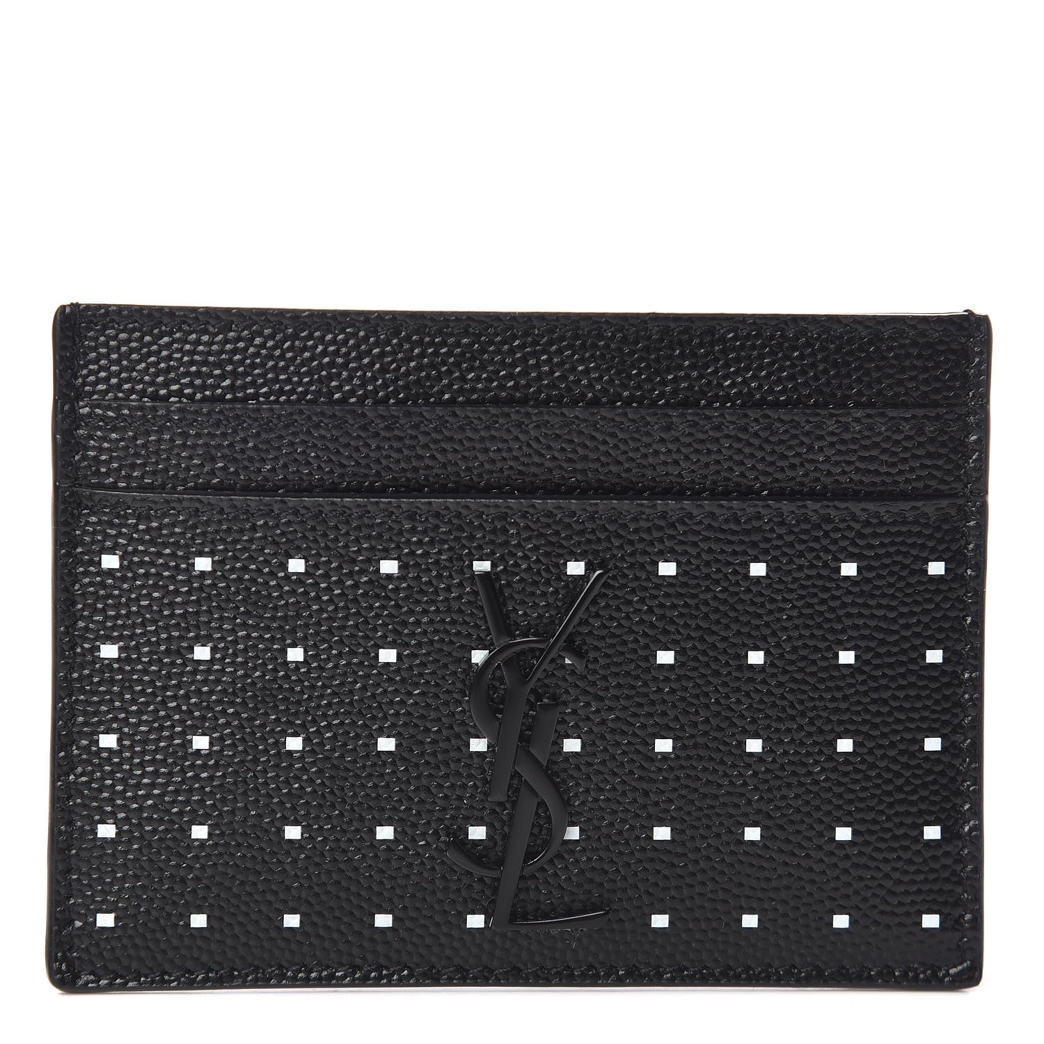 Saint Laurent Grain De Poudre Geo Print Monogram Credit Card Case Black White 1 of 8