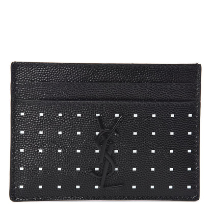 Saint Laurent Grain De Poudre Geo Print Monogram Credit Card Case Black White 1 of 8