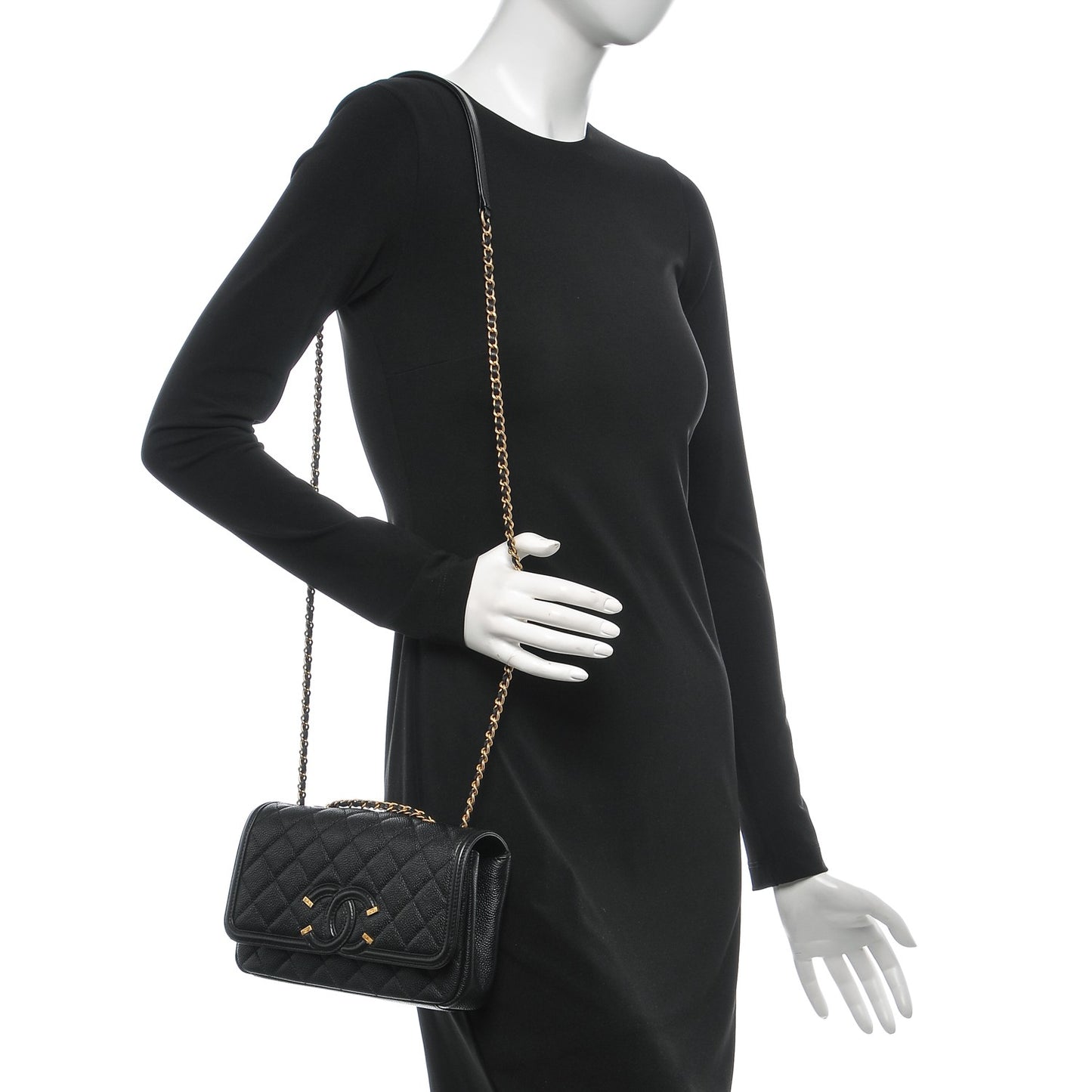 Caviar Quilted Small CC Filigree Flap Black