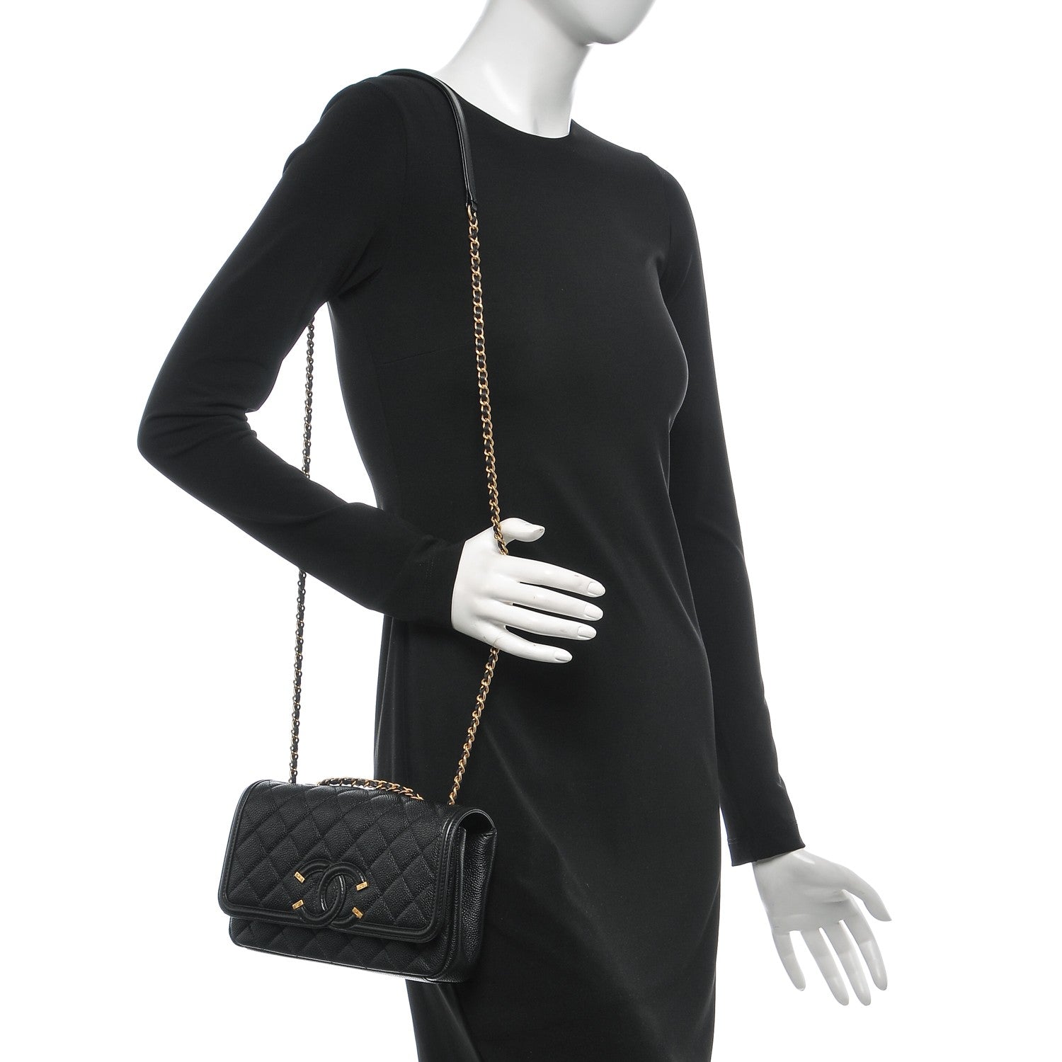 Chanel Caviar Quilted Small CC Filigree Flap Black 2 of 7