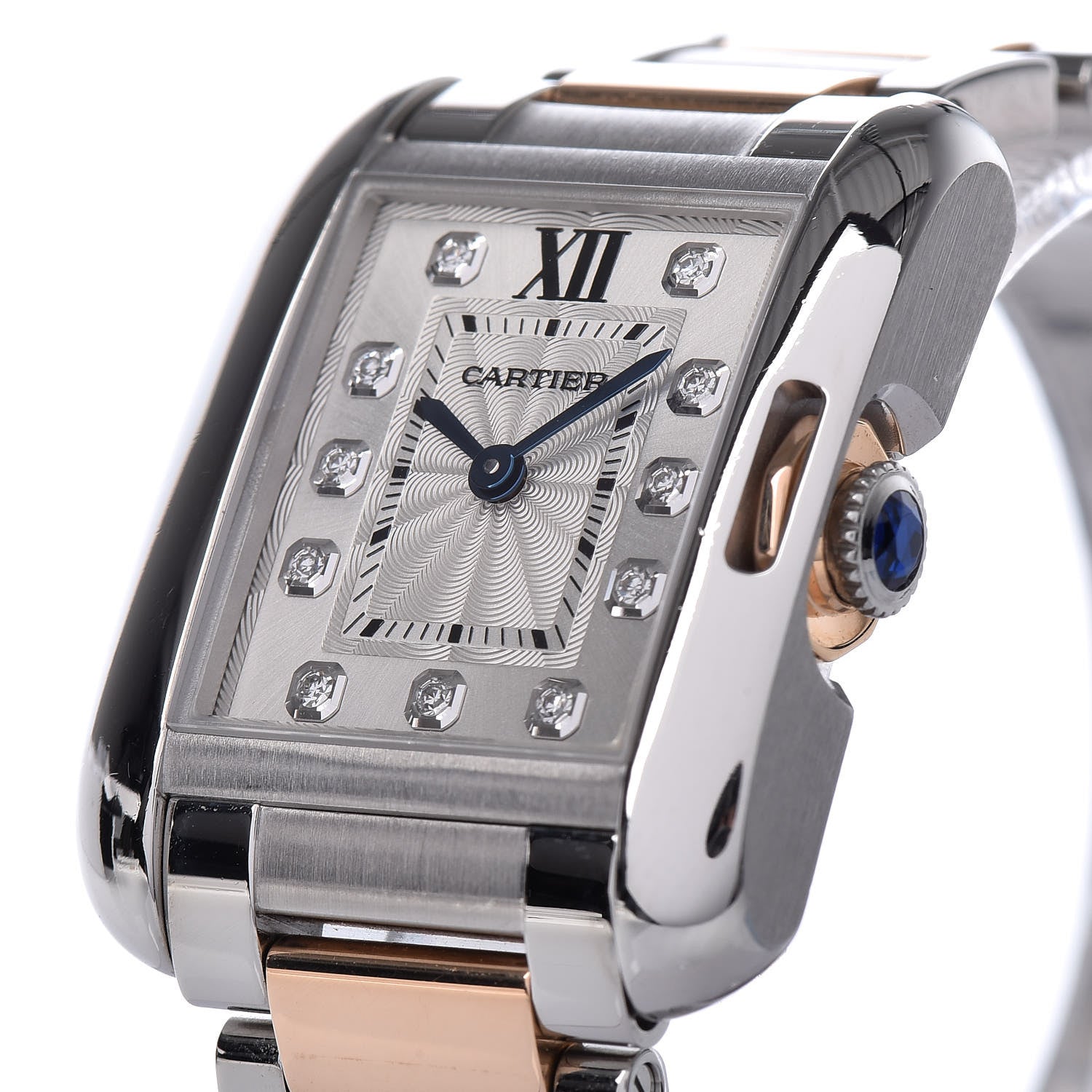 Cartier Stainless Steel 18K Pink Gold Diamond 23mm Tank Anglaise Quartz Watch 11 of 12