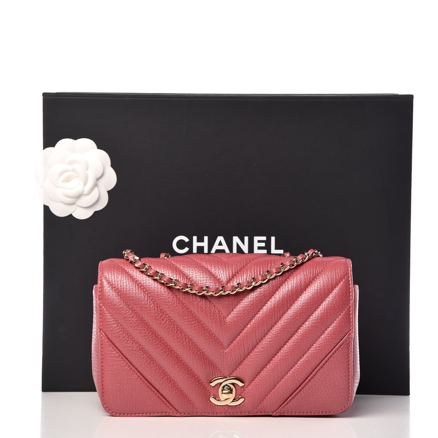 Chanel Calfskin Chevron Quilted Mini Statement Flap Pink 10 of 10