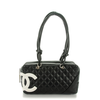 Chanel Calfskin Quilted Large Cambon Bowler Black White 1 of 7