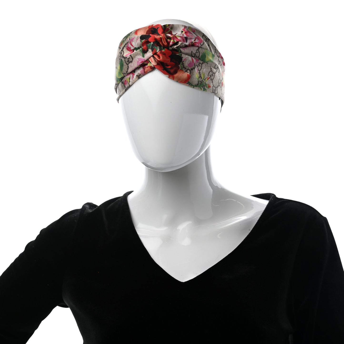 Silk Monogram Blooms Print Headband Antique Rose
