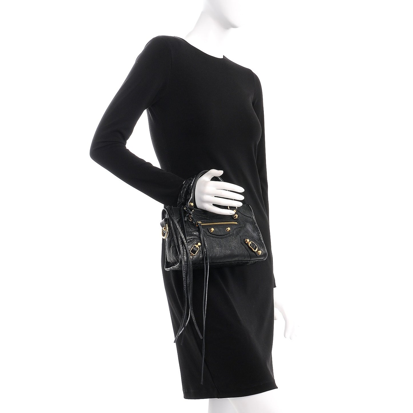 Agneau Classic Gold Hardware Mini City Black