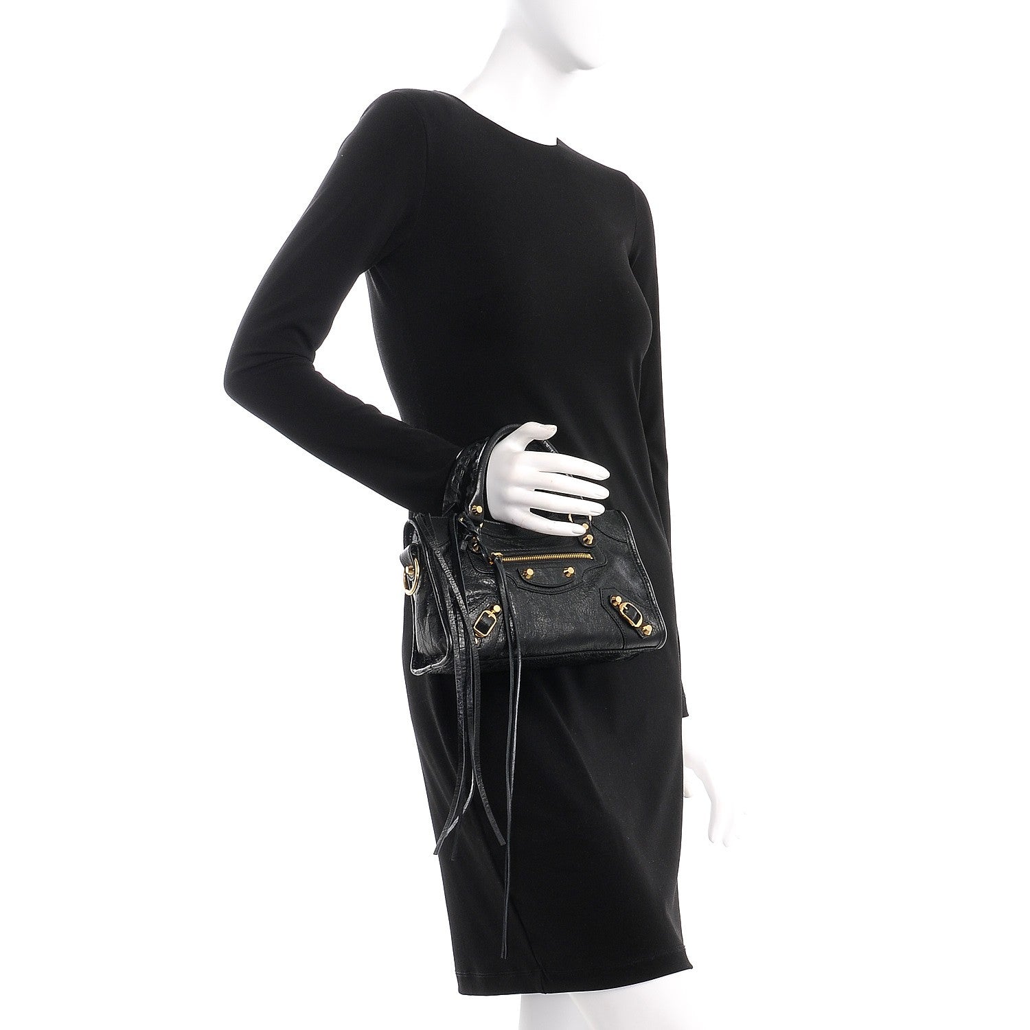 Balenciaga Agneau Classic Gold Hardware Mini City Black 3 of 8