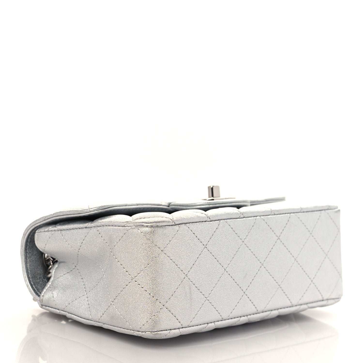 Chanel Metallic Lambskin Quilted Mini Rectangular Flap Silver 4 of 10