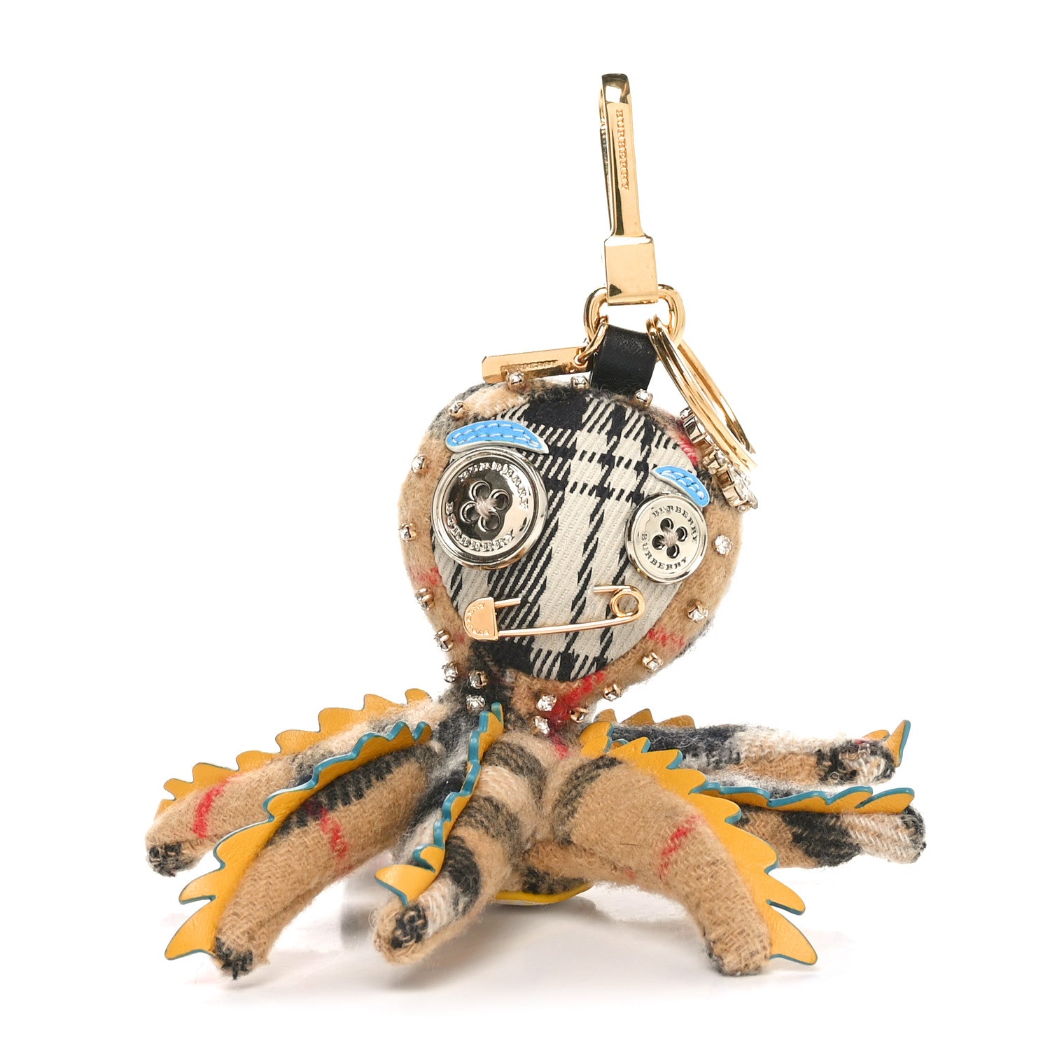 Burberry Cashmere Embellished Sally The Octopus Bag Charm Antique Yellow Multicolor 1 of 4