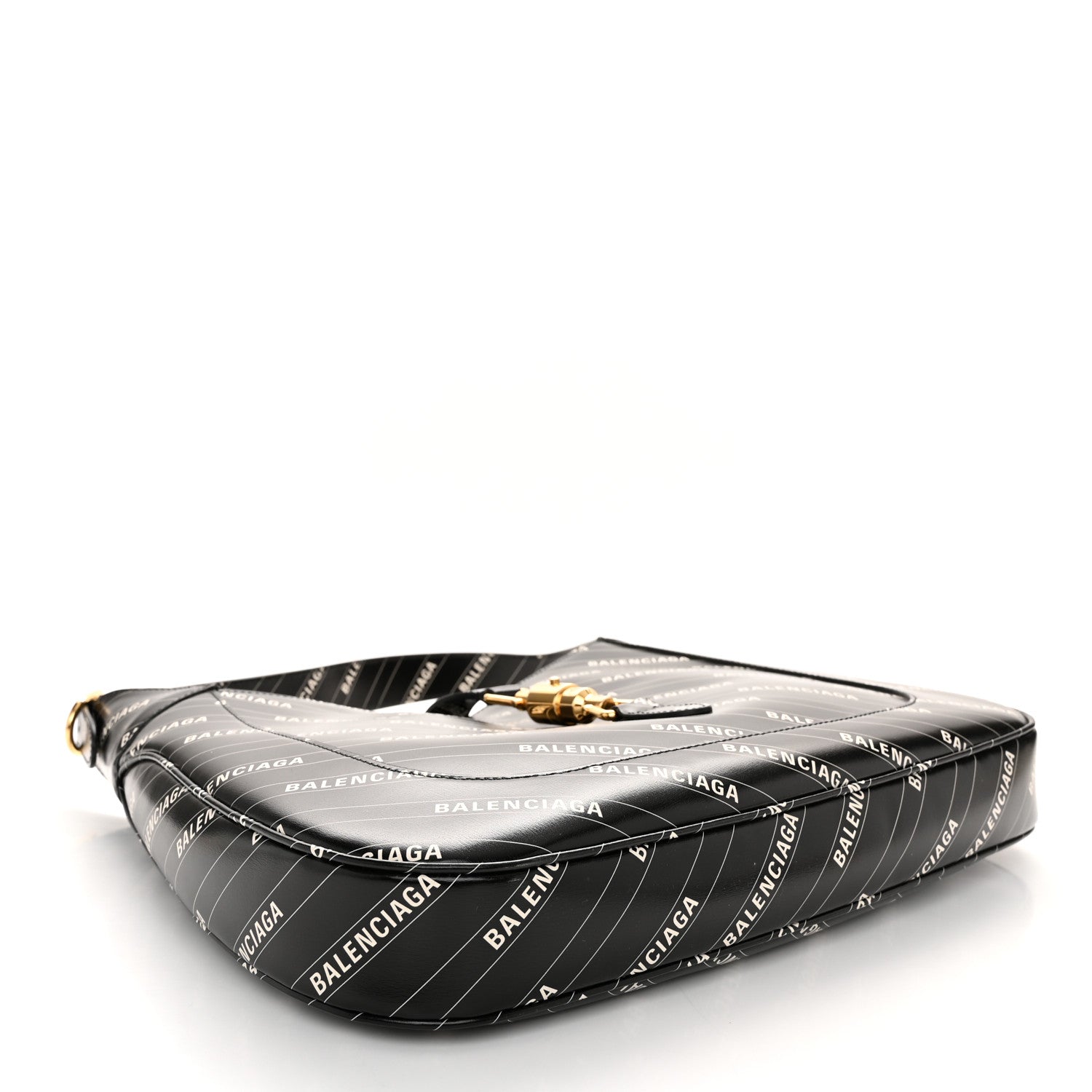 Gucci X BALENCIAGA Calfskin Logo Print Medium Jackie 1961 Hobo Black 4 of 10