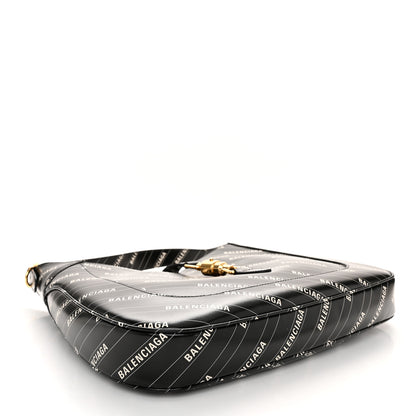 Gucci X BALENCIAGA Calfskin Logo Print Medium Jackie 1961 Hobo Black 4 of 10