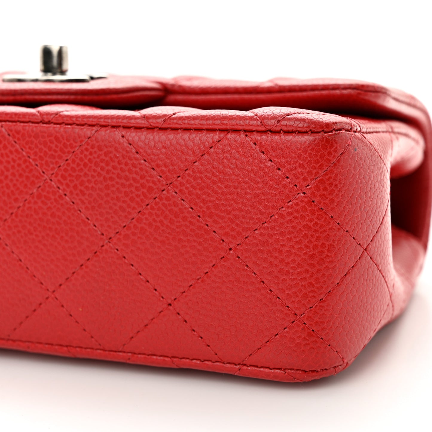 Caviar Quilted Mini Rectangular Flap Red