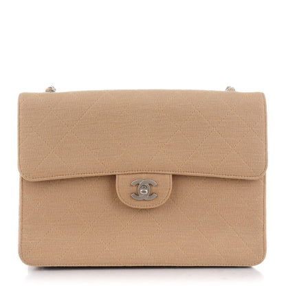 Chanel Jersey Quilted Jumbo Single Flap Beige 1 of 8