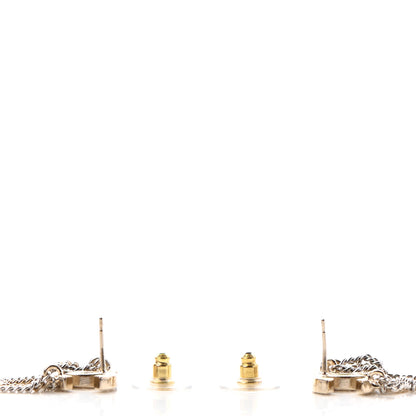 Chanel Crystal Chain CC Earrings Gold 3 of 4