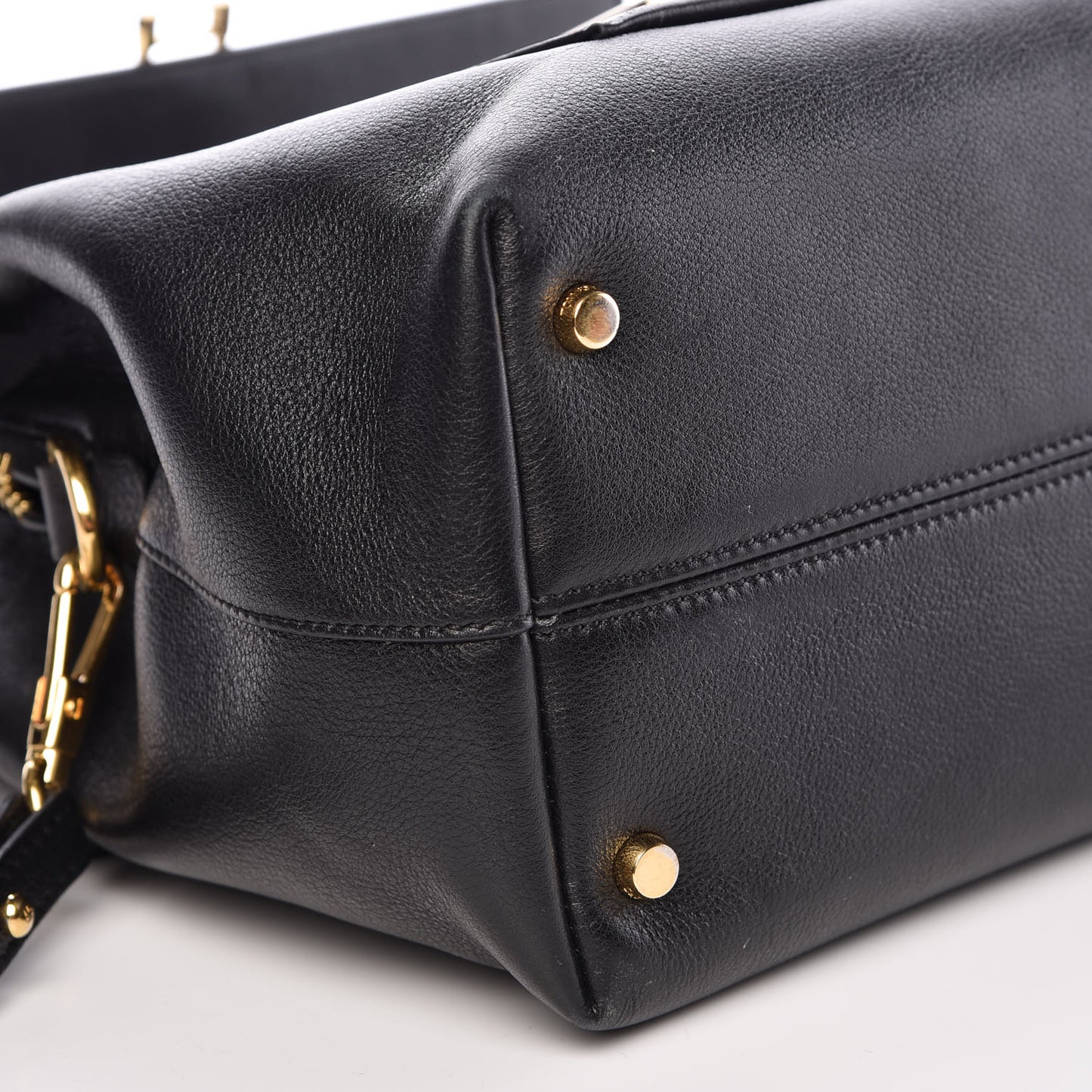 Calfskin Medium Leonica Padlock Satchel Bag Black
