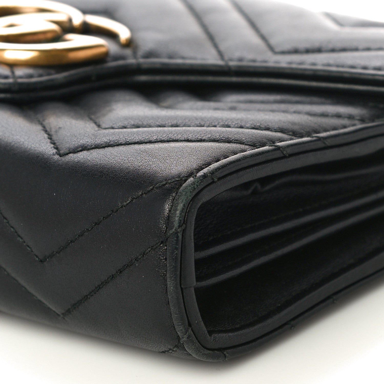 Gucci Calfskin Matelasse GG Marmont Chain Wallet Black 10 of 15