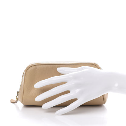 Chanel Grained Calfskin CC Button Medium Pouch Cosmetic Case Beige 2 of 11