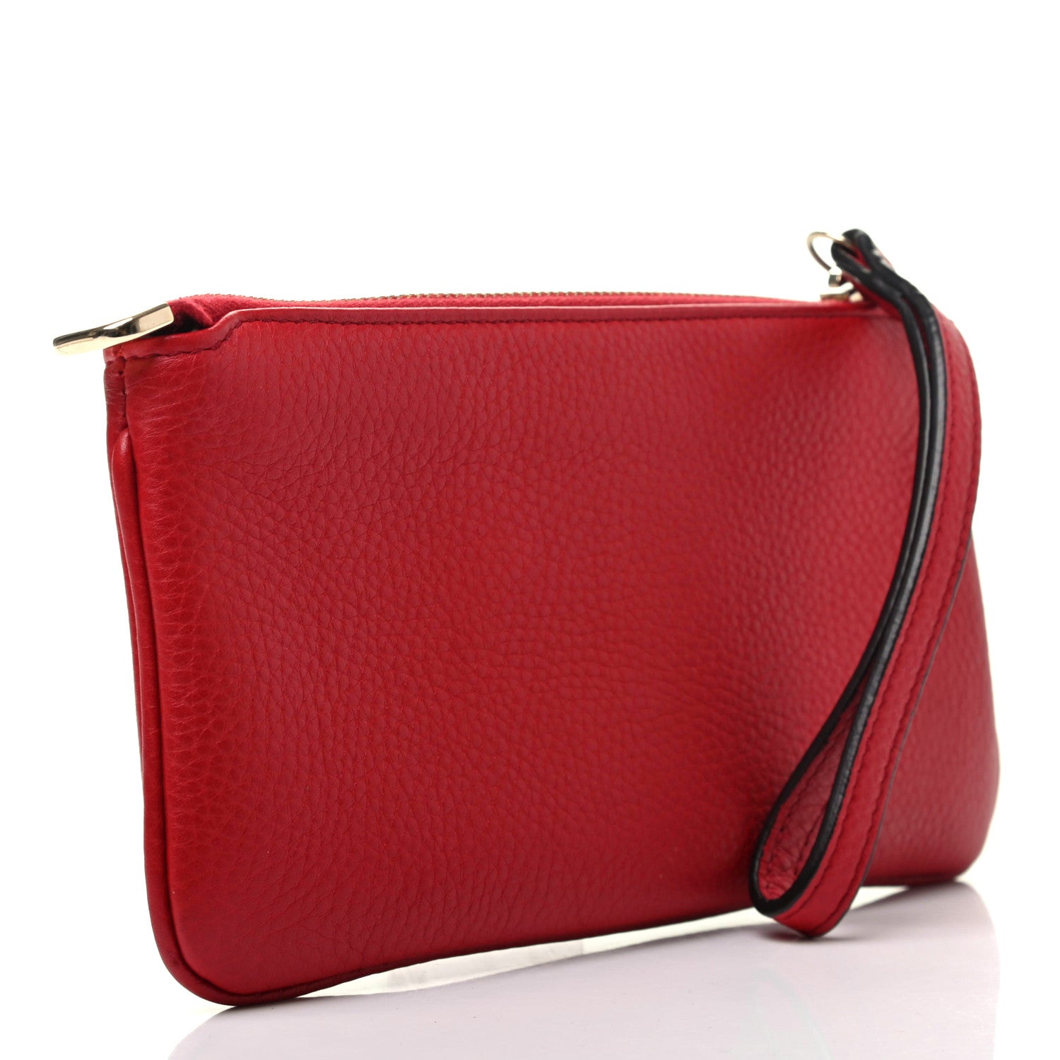 Gucci Pebbled Calfskin Soho Wristlet Vibrant Red 3 of 8