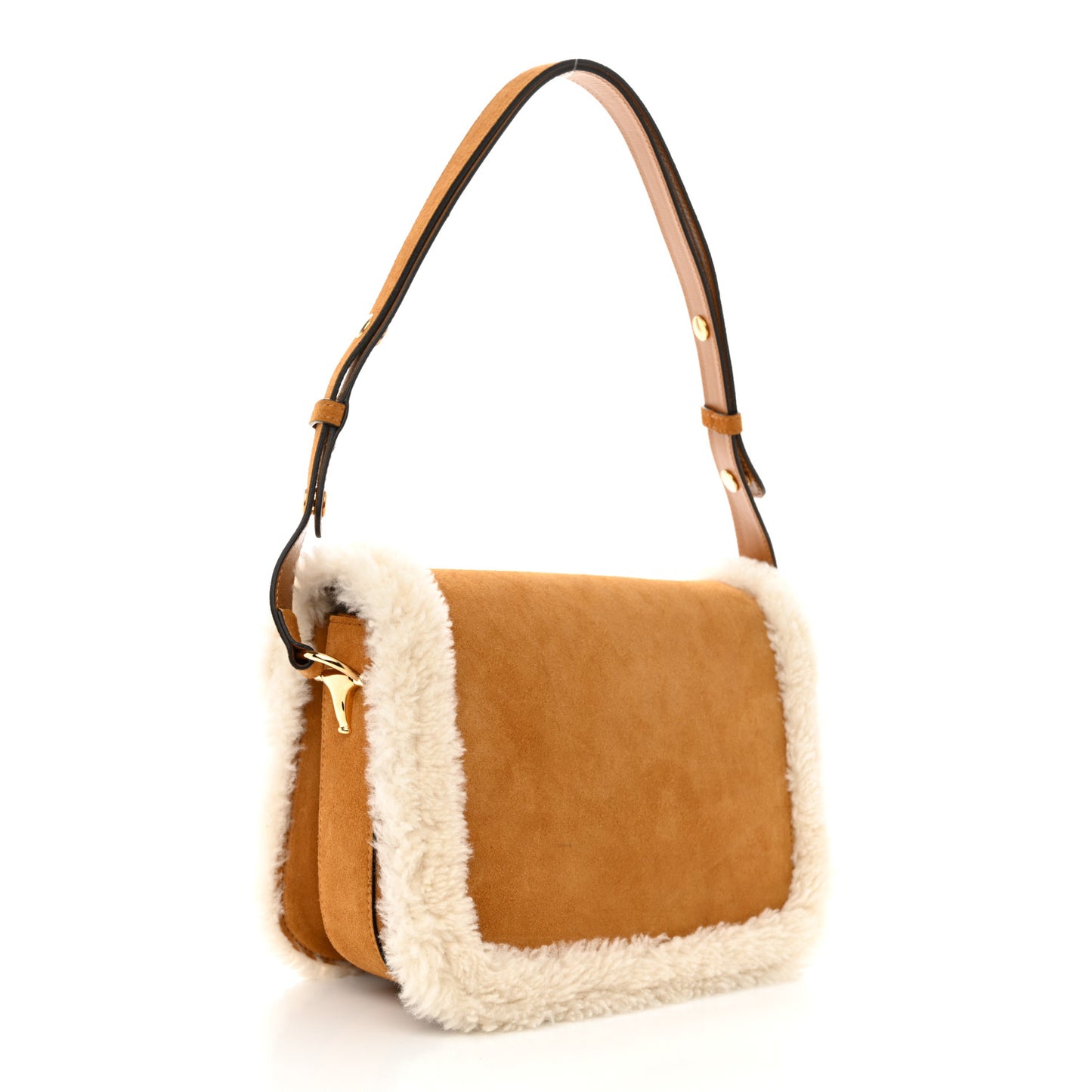 Suede Shearling Horsebit 1955 Shoulder Bag Brown