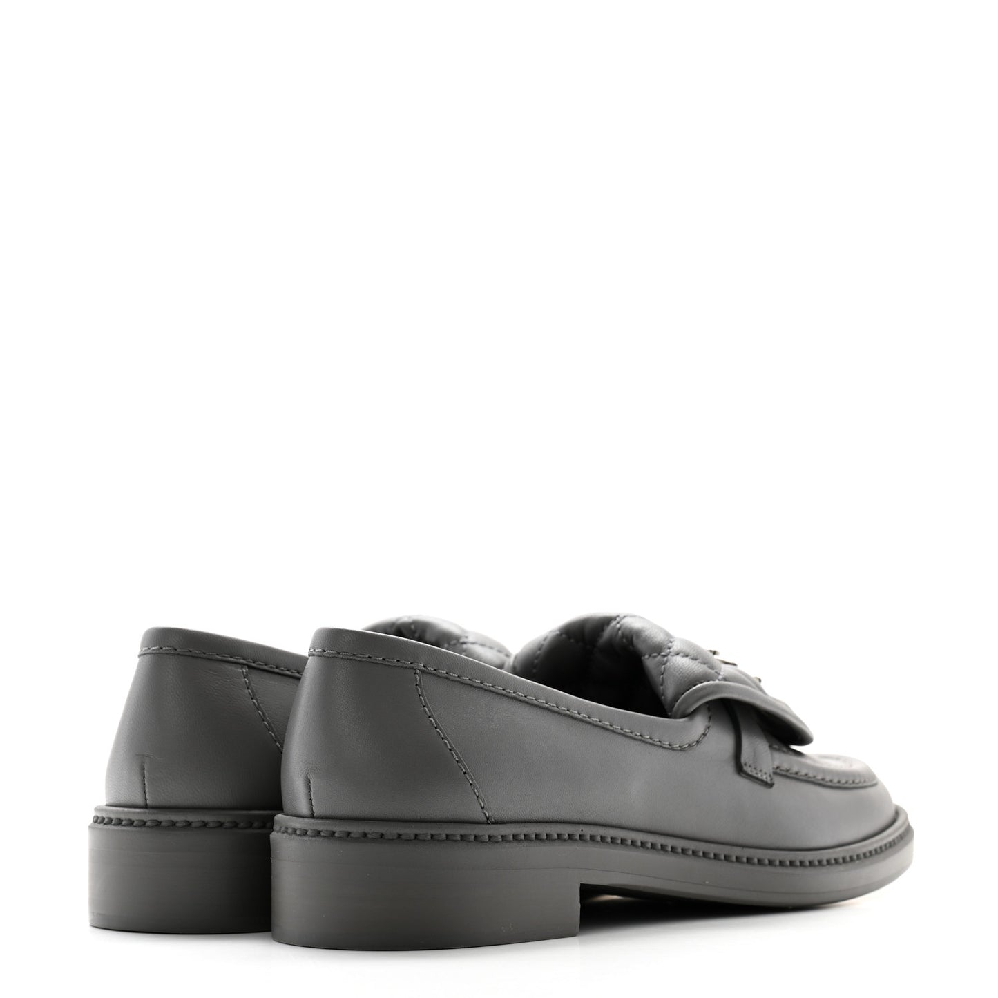 Lambskin Quilted CC Turnlock Loafers 38.5 Dark Grey