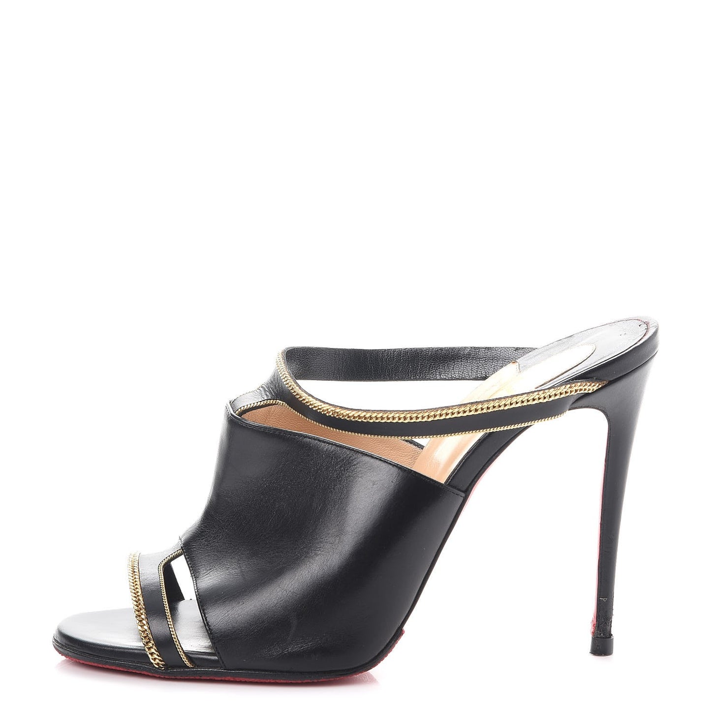 Shiny Calfskin Akenana Mule Pumps 39 Black