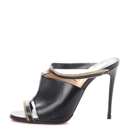 Christian Louboutin Shiny Calfskin Akenana Mule Pumps 39 Black 1 of 12