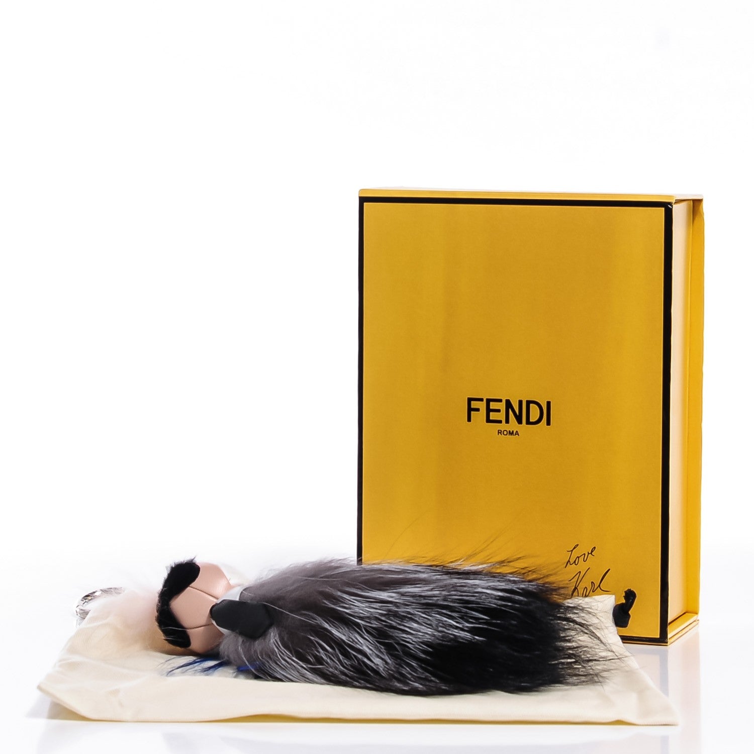 Fendi Mink Fox Goat Fur Mini Karlito Bag Charm Blue 4 of 4