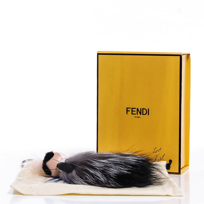 Fendi Mink Fox Goat Fur Mini Karlito Bag Charm Blue 4 of 4